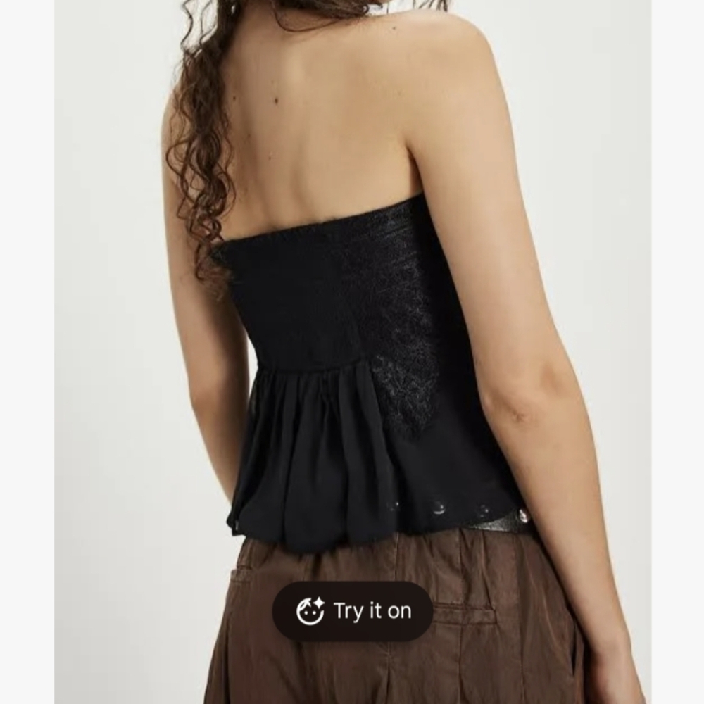 Free People Alice NWT Black Lace Strapless Top - Picture 3 of 5